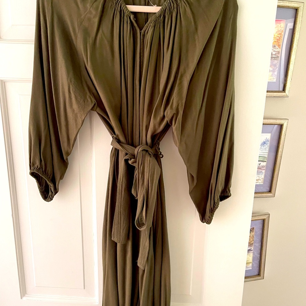 Apiece Apart Isla Long Sleeve Wide Leg Jumpsuit Green size 4